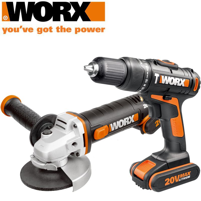 WORX Impact Drill A Grinder 115Mm 20V 2 X 2.0Ah Std Charg. Carry